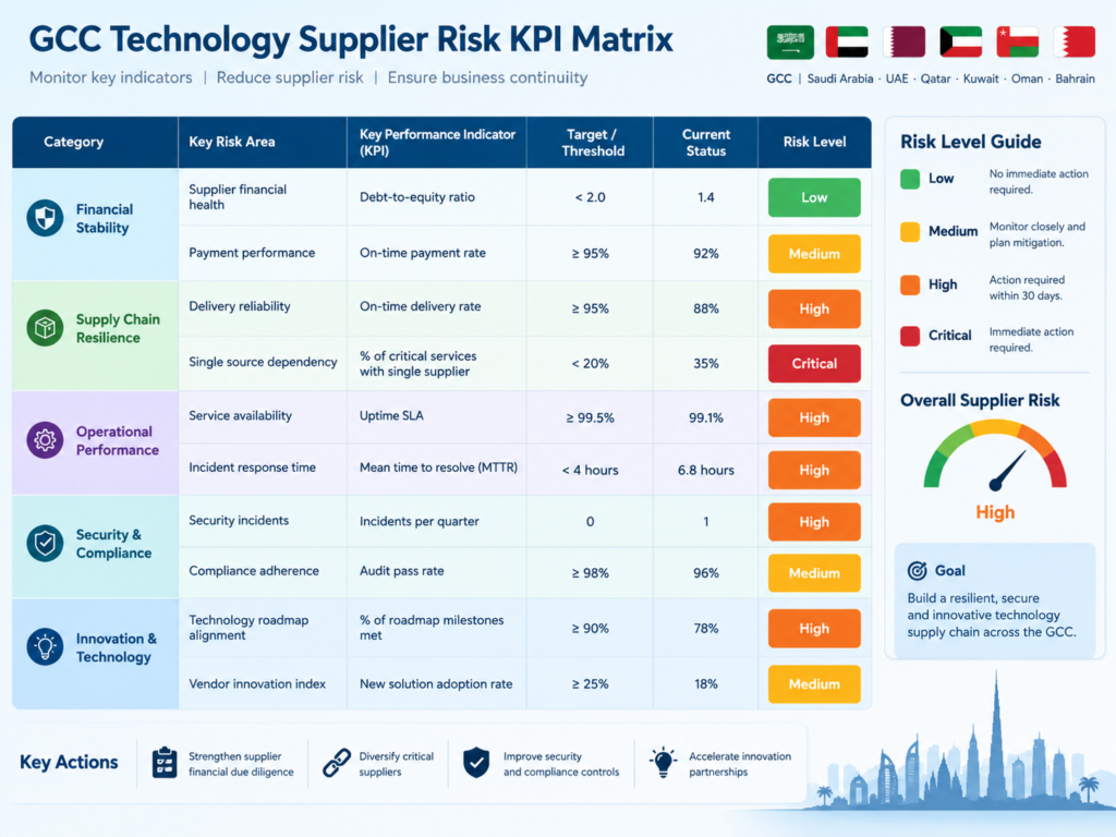 Technology supply chain risk management indicators and GCC CIO risk matrix.