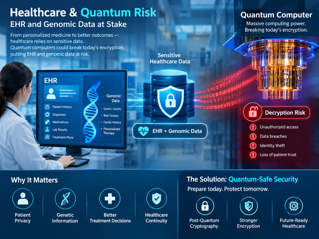Post-quantum cryptography for healthcare EHR and genomic data risk