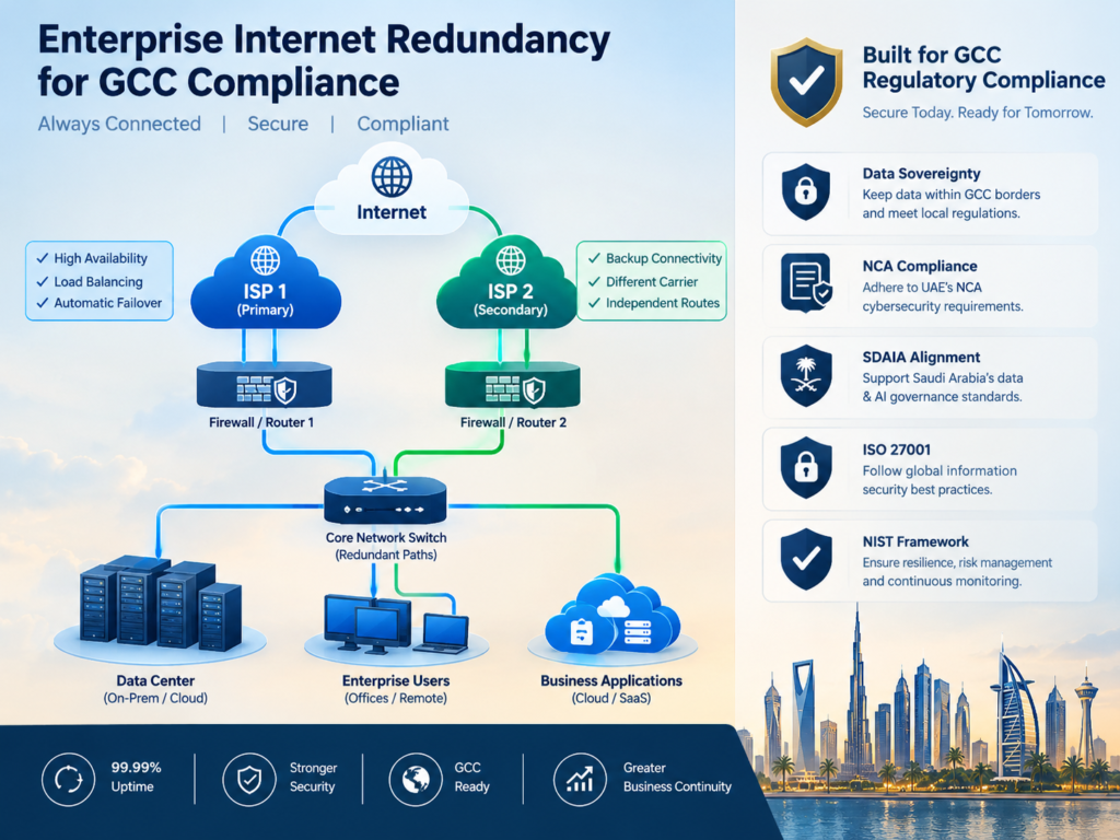 Enterprise internet redundancy and network resilience in Saudi Arabia UAE and Qatar