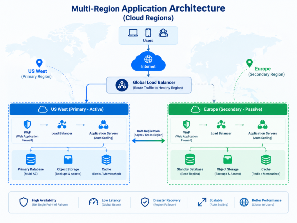 Multi-Region Application Architecture cloud-region planning across Saudi Arabia, UAE and Qatar.