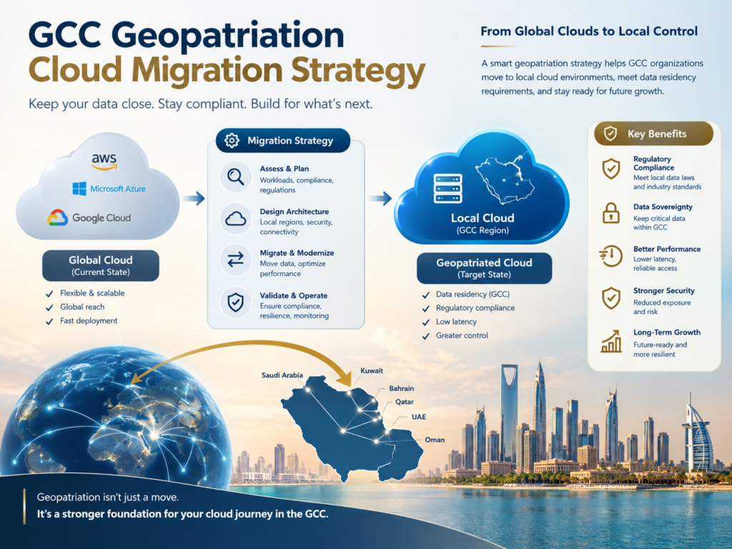 Geopatriation in enterprise IT procurement through phased cloud migration and risk management.