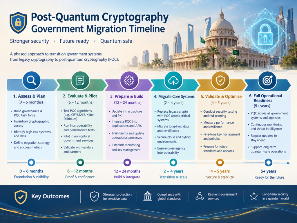 36-month Post-Quantum Cryptography Migration Roadmap timeline for GCC government systems