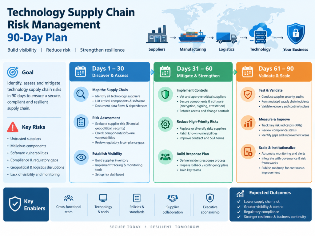 Technology supply chain risk management 90-day implementation roadmap.
