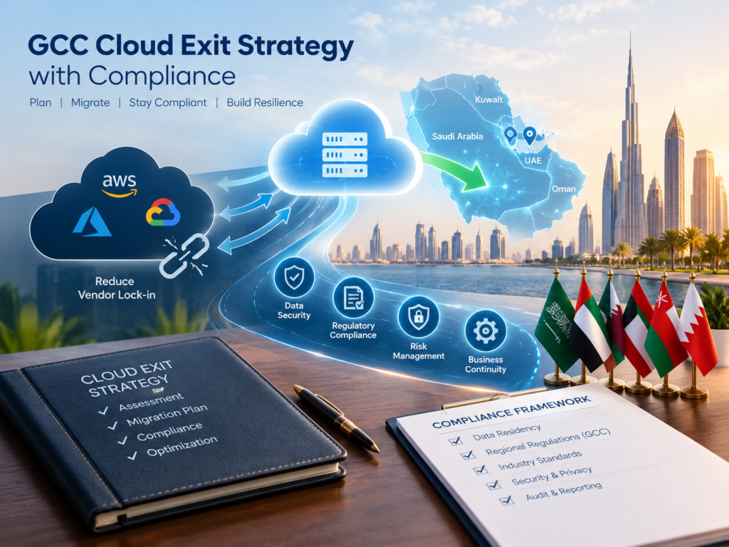 GCC cloud exit strategy compliance planning for Saudi Arabia, UAE and Qatar.