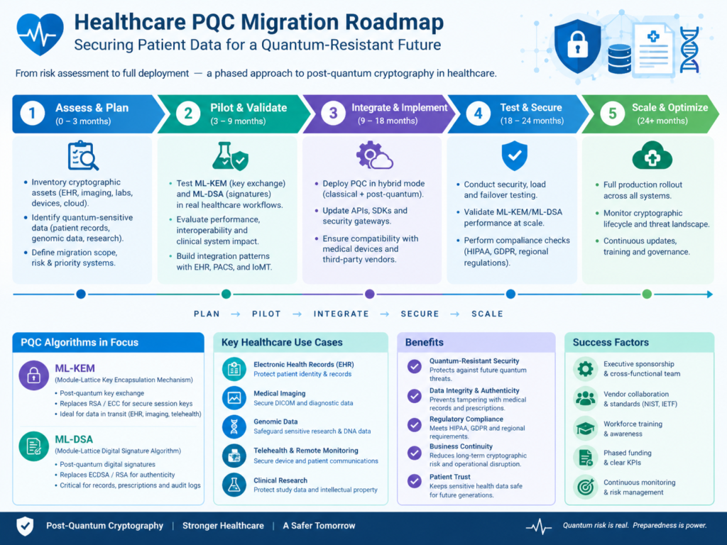 Post-quantum cryptography for healthcare migration roadmap using ML-KEM and ML-DSA