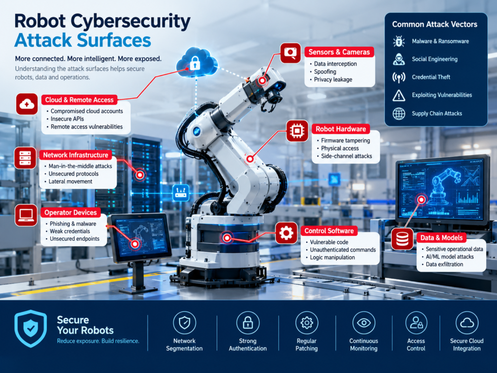 Can robots be hacked through insecure software, sensors, wireless networks and firmware?