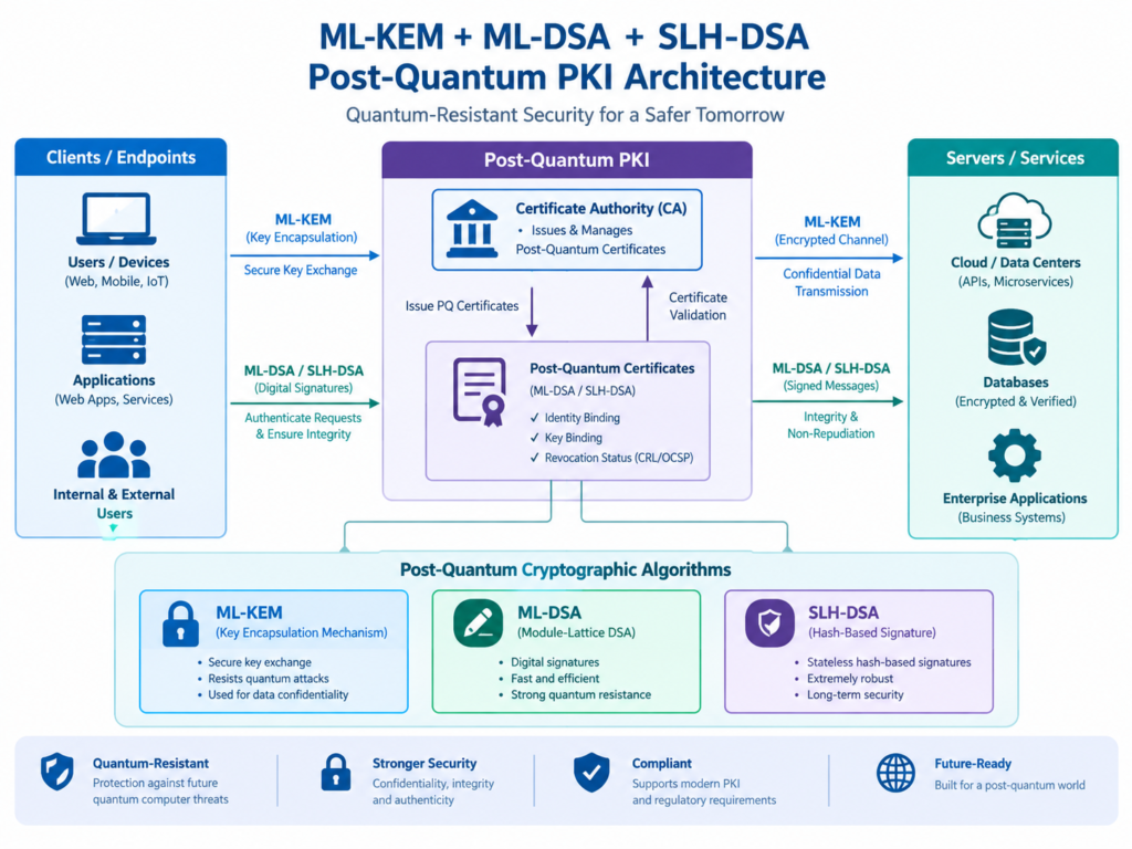 Post-quantum PKI comparison of ML-KEM, ML-DSA and SLH-DSA