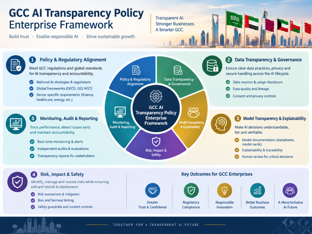 AI transparency policy enterprise framework for GCC companies in Saudi Arabia, UAE and Qatar