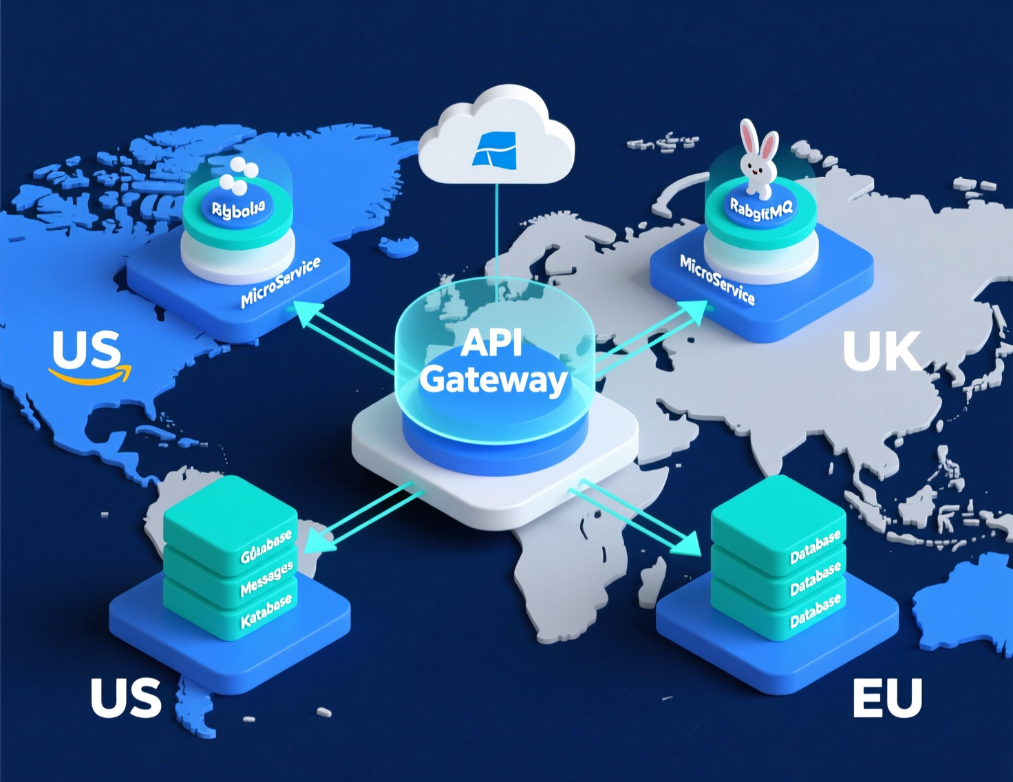 Diagram of cloud-native Golang development services architecture for scalable APIs