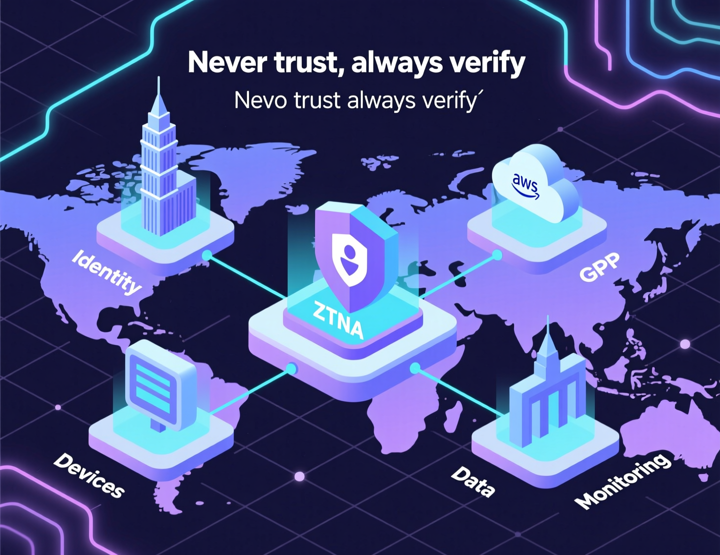 High-level diagram of zero trust security architecture in 2025 for US, UK and EU organisations