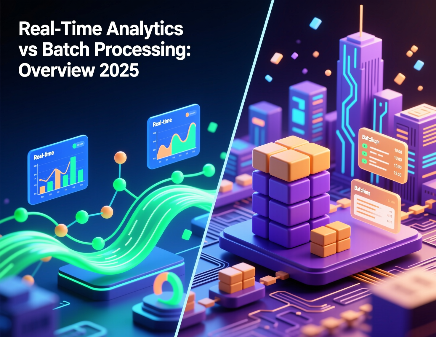 Diagram explaining real-time analytics vs batch processing for modern data teams