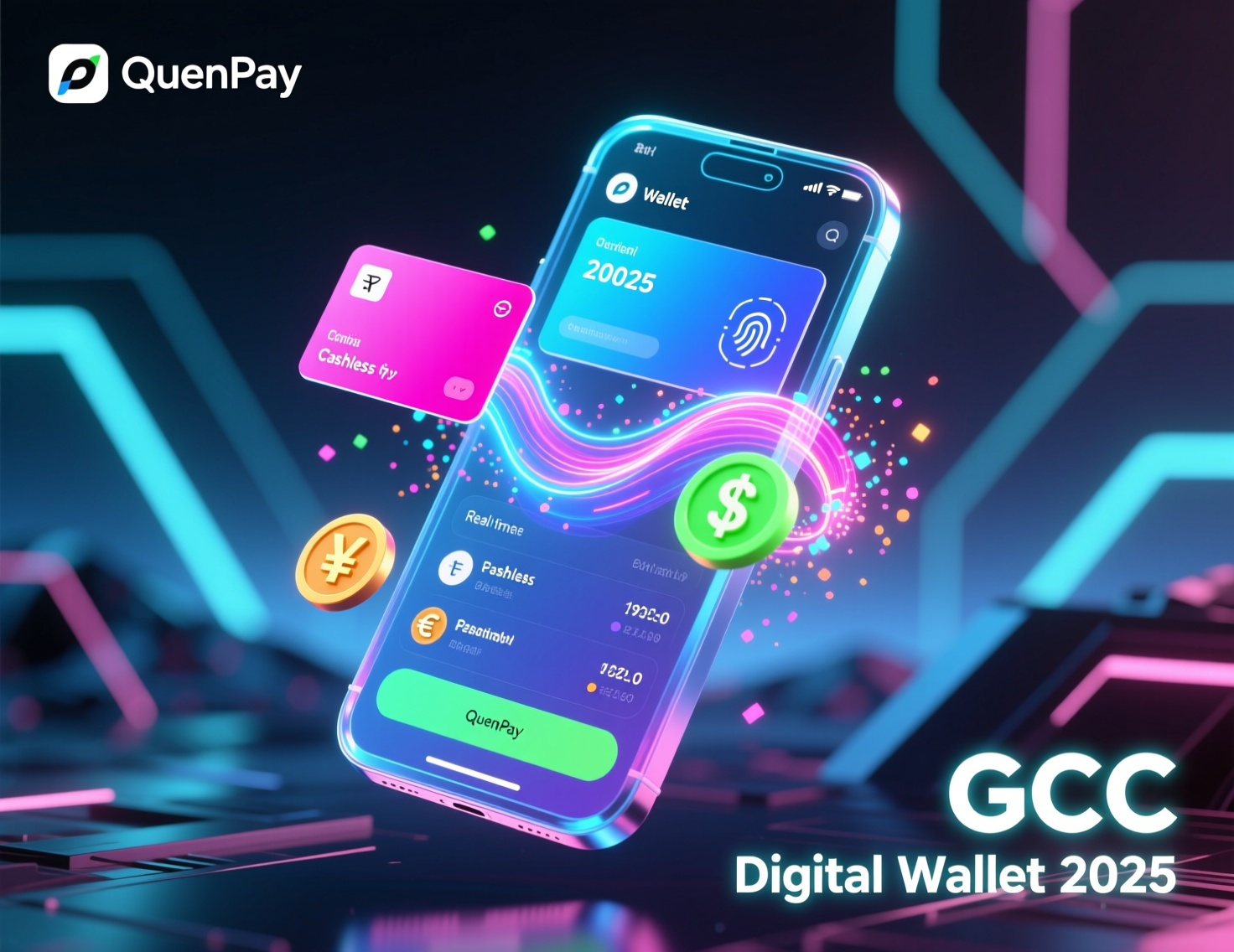 Illustration of digital wallets in GCC reshaping cashless payments across Saudi, UAE and Qatar