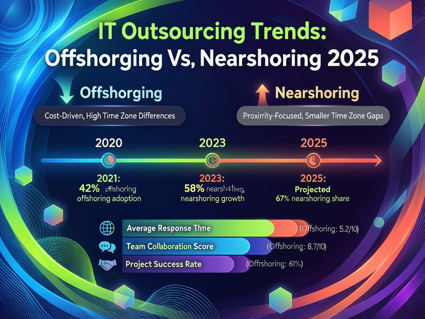 IT outsourcing trends offshoring vs nearshoring comparison for US and European companies in 2025