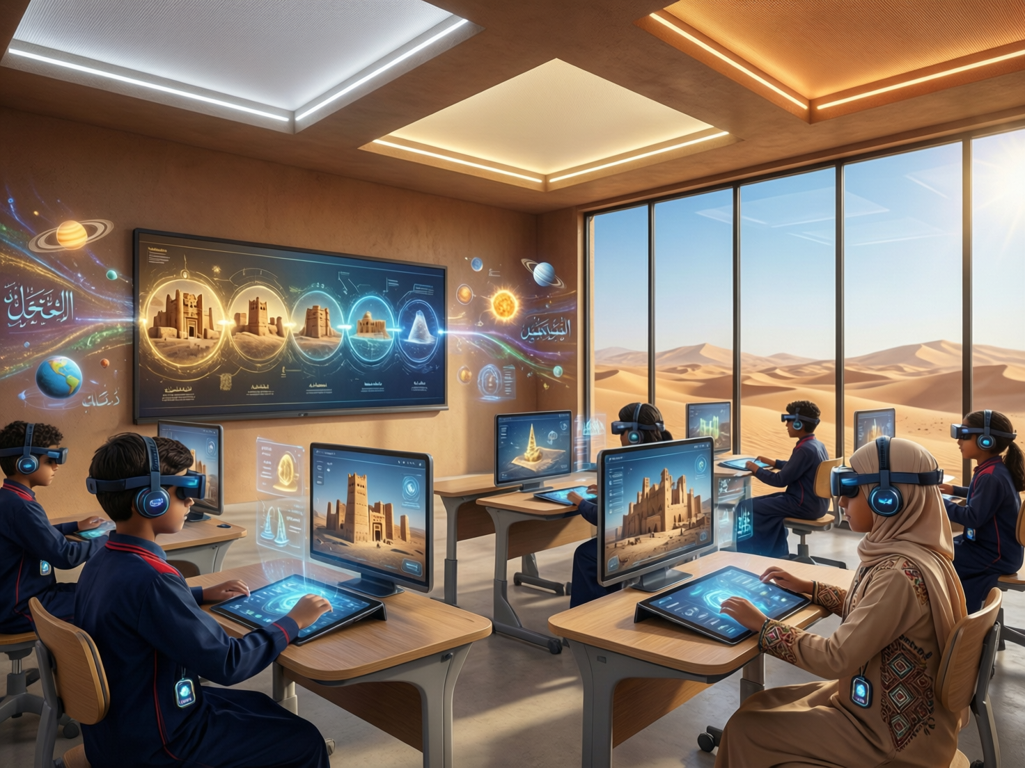 Students using AR and VR in education in Saudi Arabia in a GCC classroom”