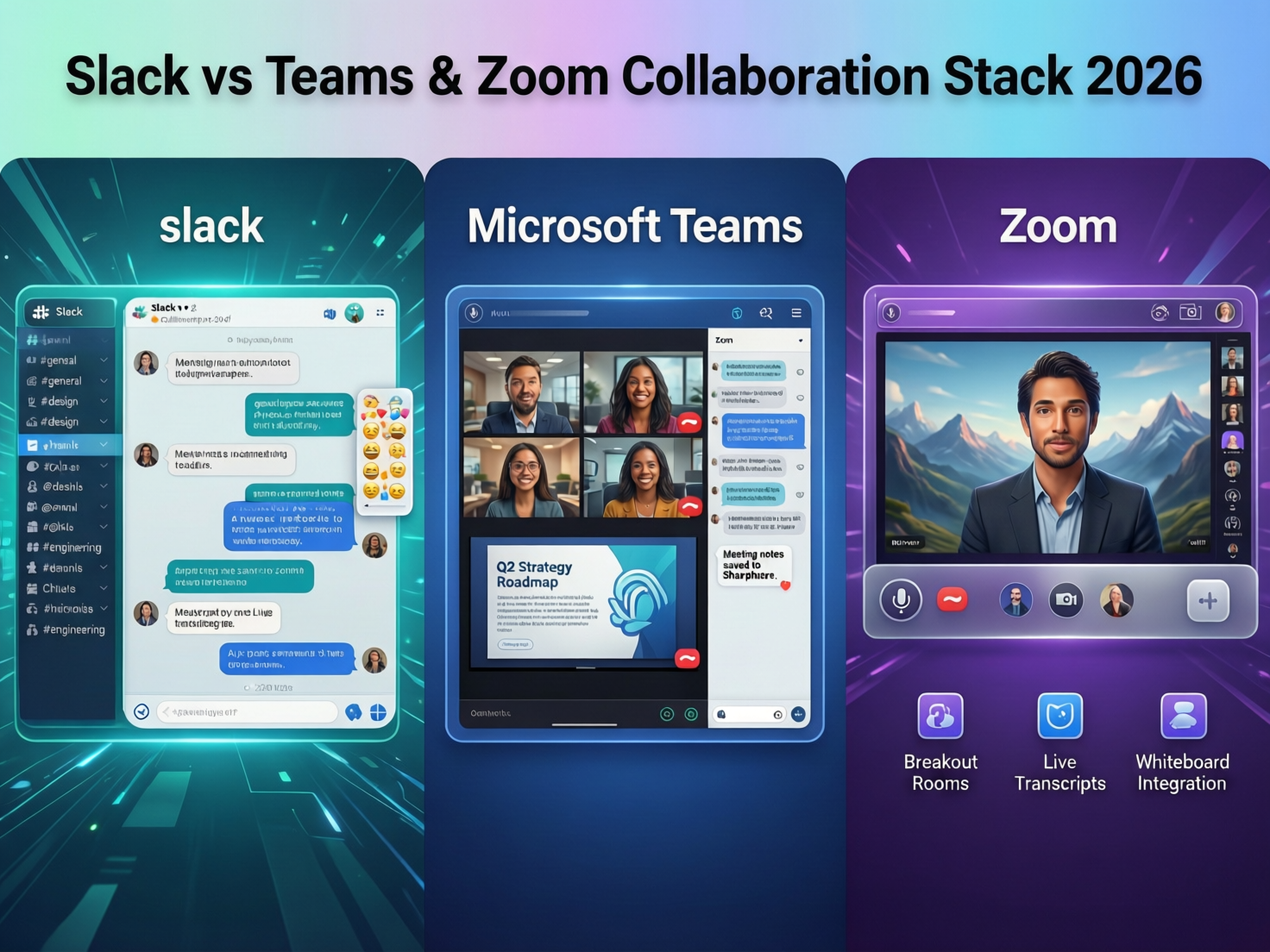 Slack vs Teams vs Zoom comparison for 2026 collaboration stack