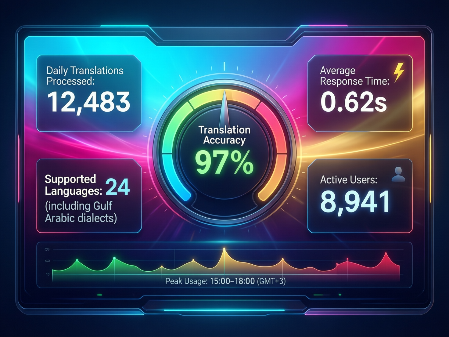 Arabic to English AI translation dashboard for GCC organisations