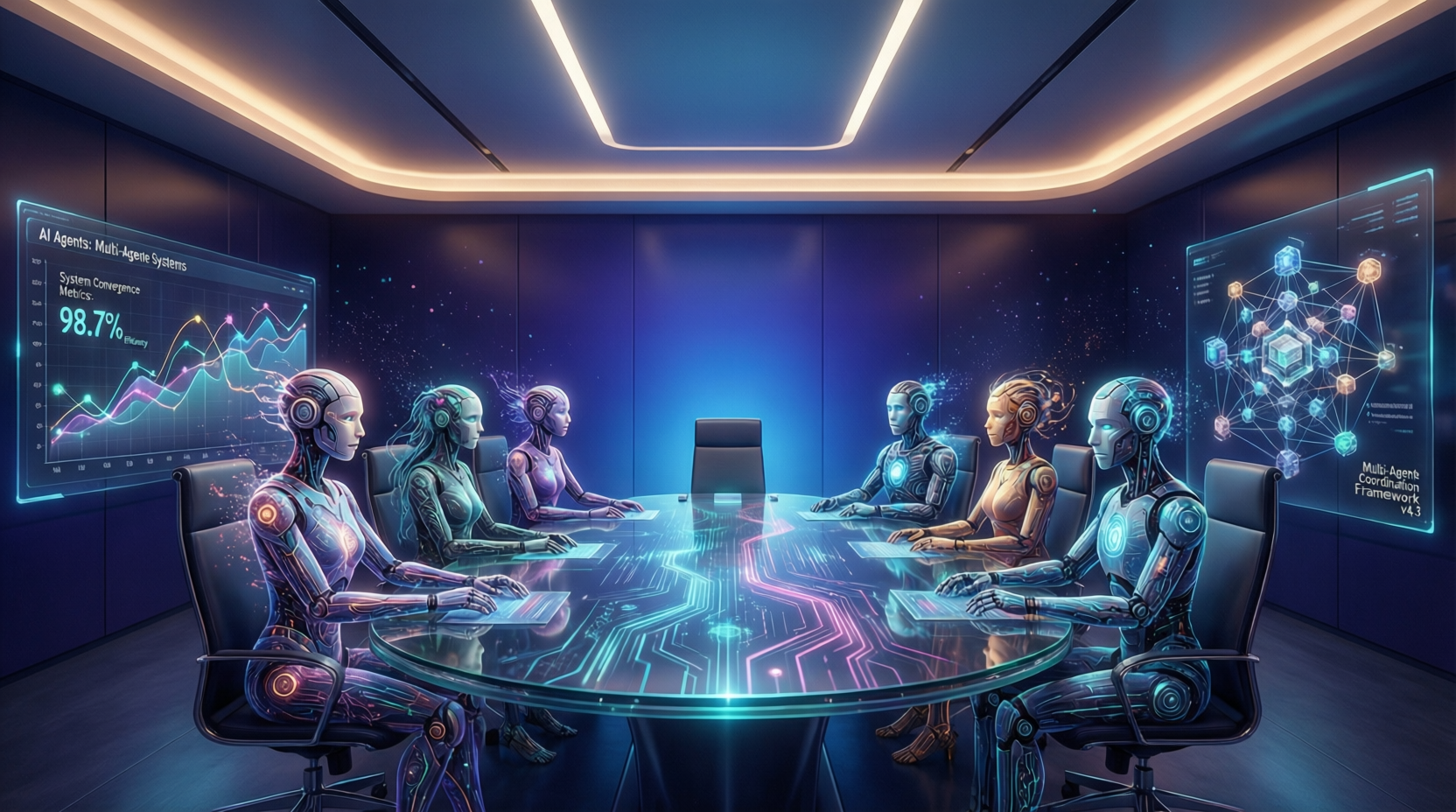 GCC executives discussing AI agents and multi-agent systems strategy in a 2026 boardroom