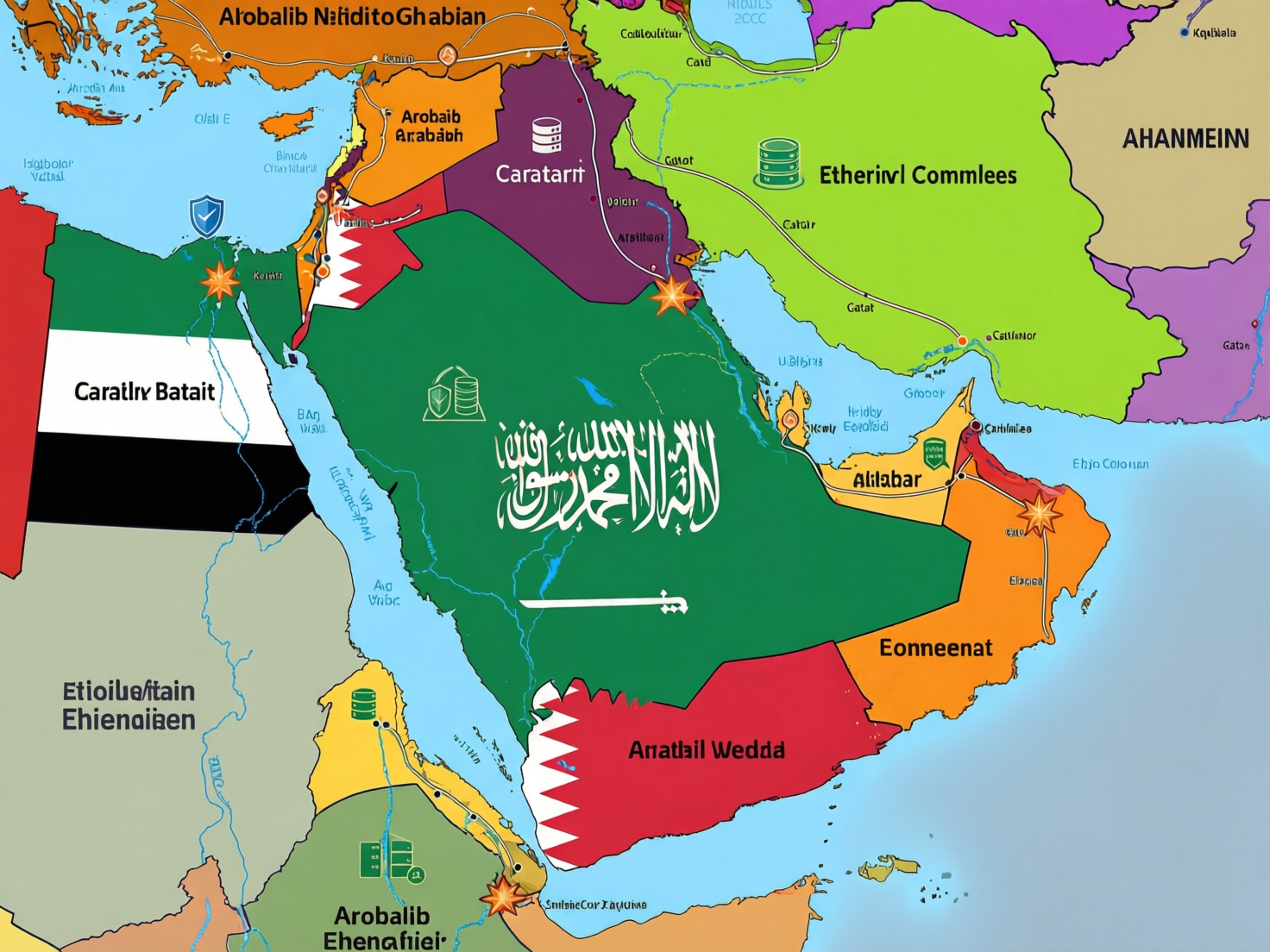Map of GCC countries illustrating AI governance policy template for SMEs in GCC