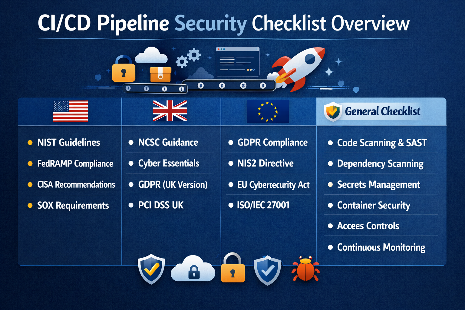 CI/CD pipeline security checklist for modern DevSecOps teams in the US, UK, and EU
