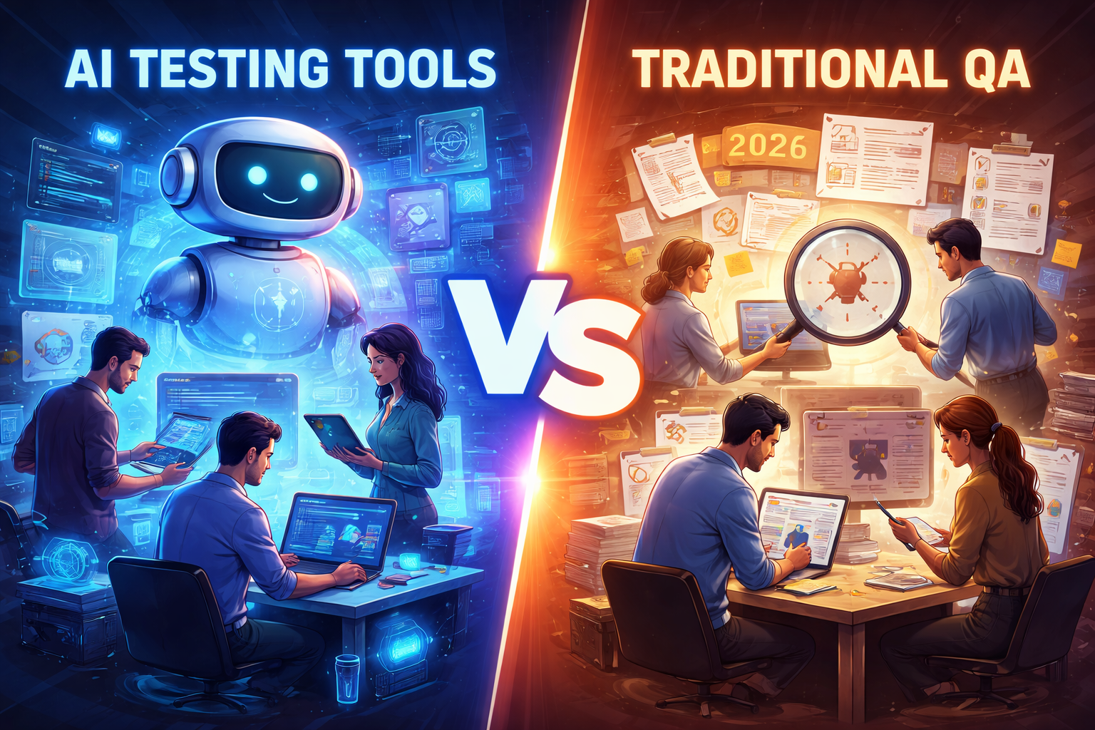 AI testing tools vs traditional QA comparison for 2026 software teams