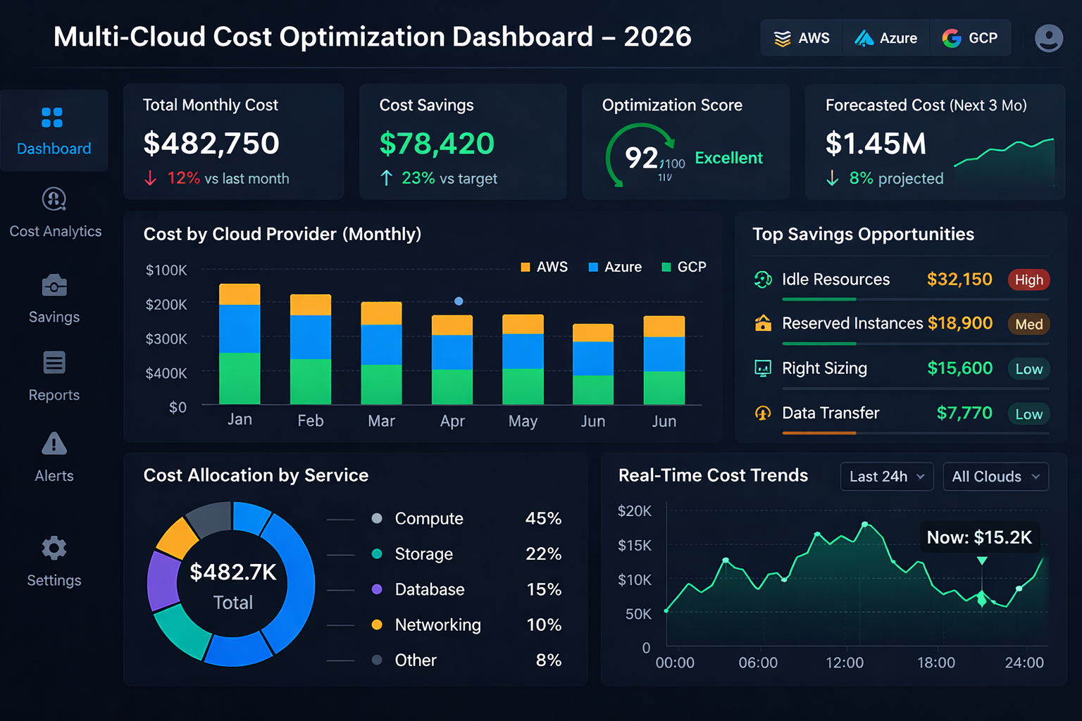 Multi-cloud cost optimization dashboard 2026 for US, UK and EU workloads