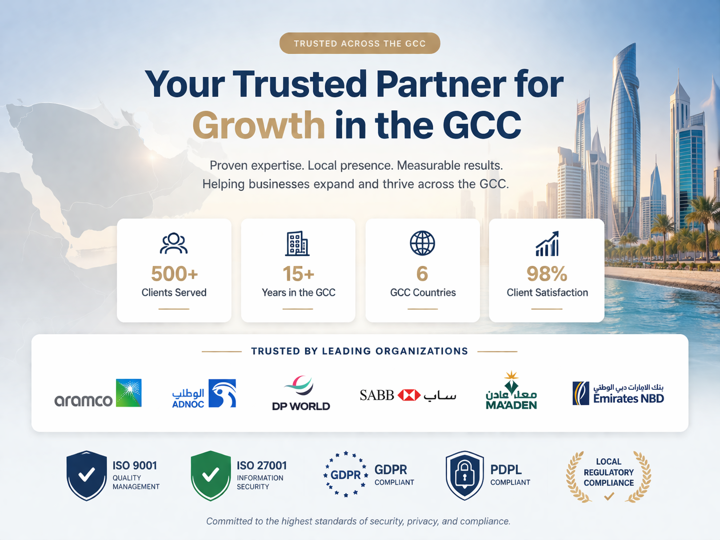 Landing page trust signals for Saudi UAE and Qatar users