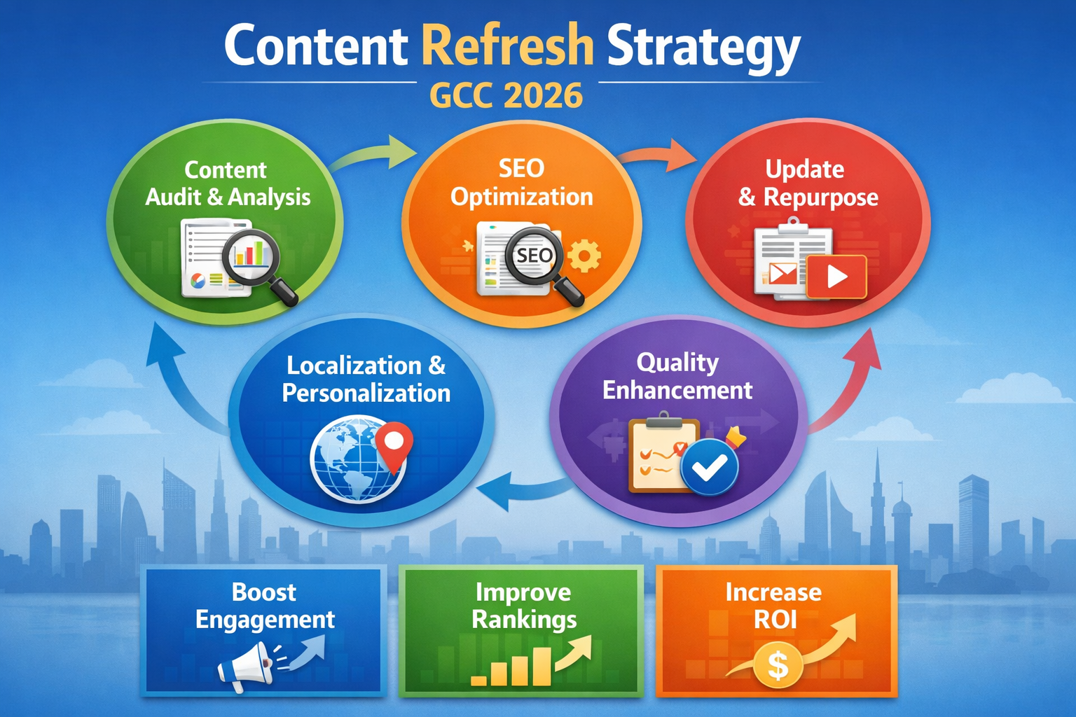 content refresh strategy for Saudi UAE and Qatar brands