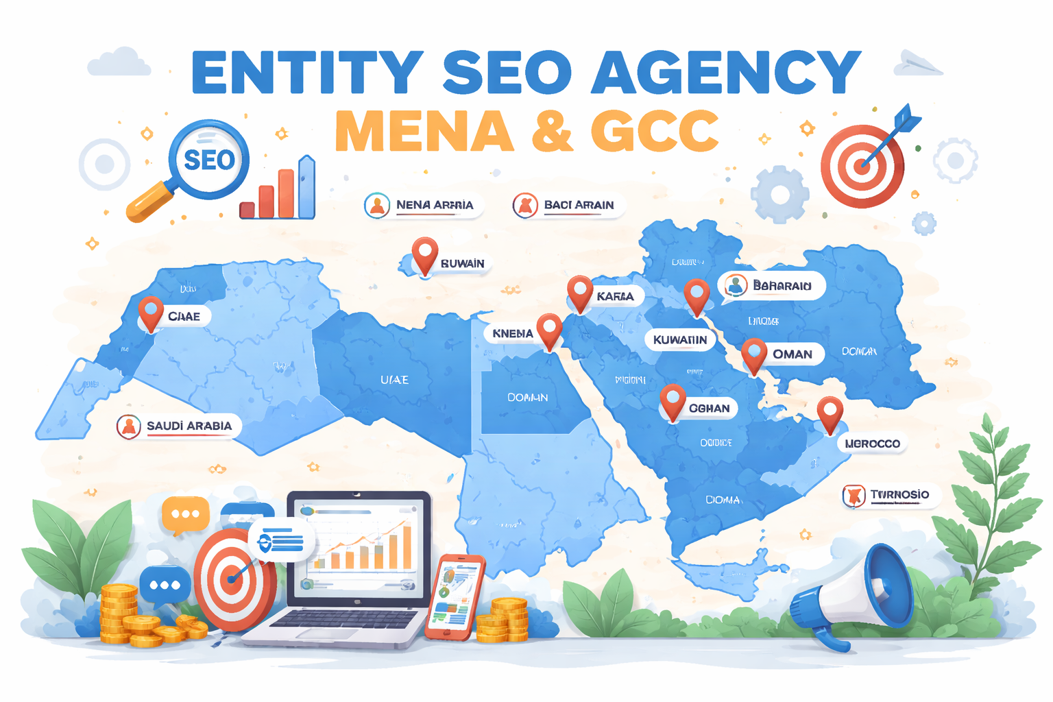 Entity SEO agency MENA strategy map for Saudi UAE and Qatar brands