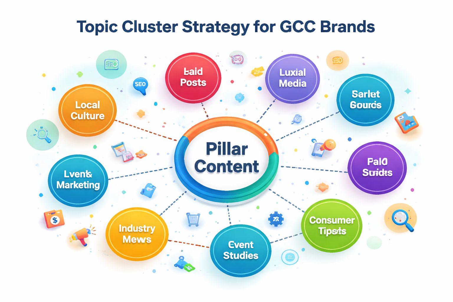 Topic cluster strategy for GCC brands with pillar pages and supporting content