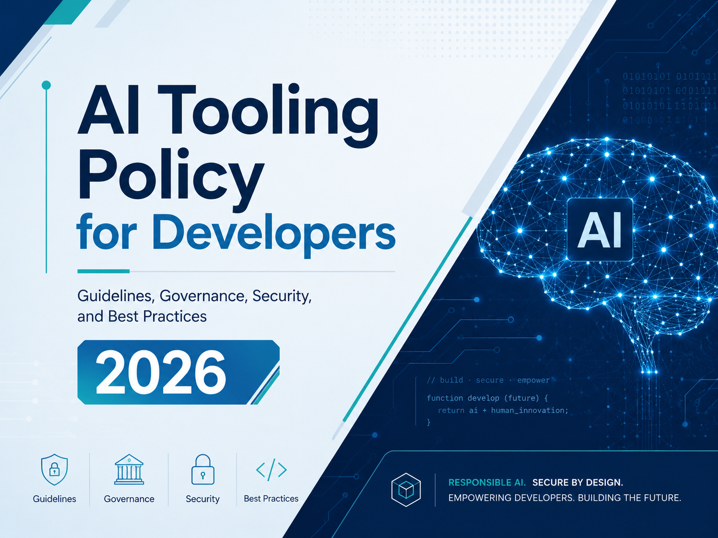 AI tooling policy for developers template showing approved AI tools and secure coding rules
