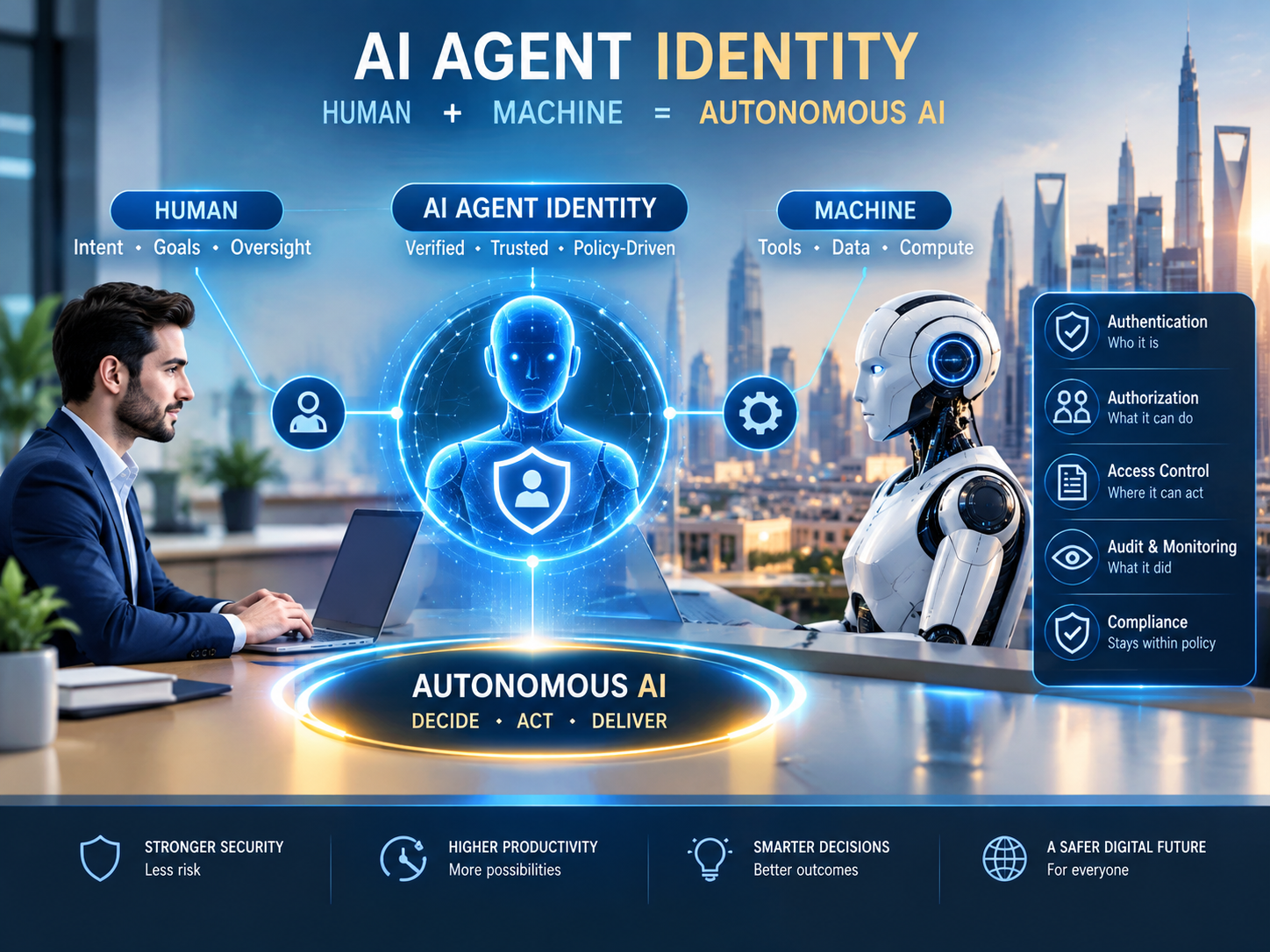 AI agent identity compared with human and machine identity