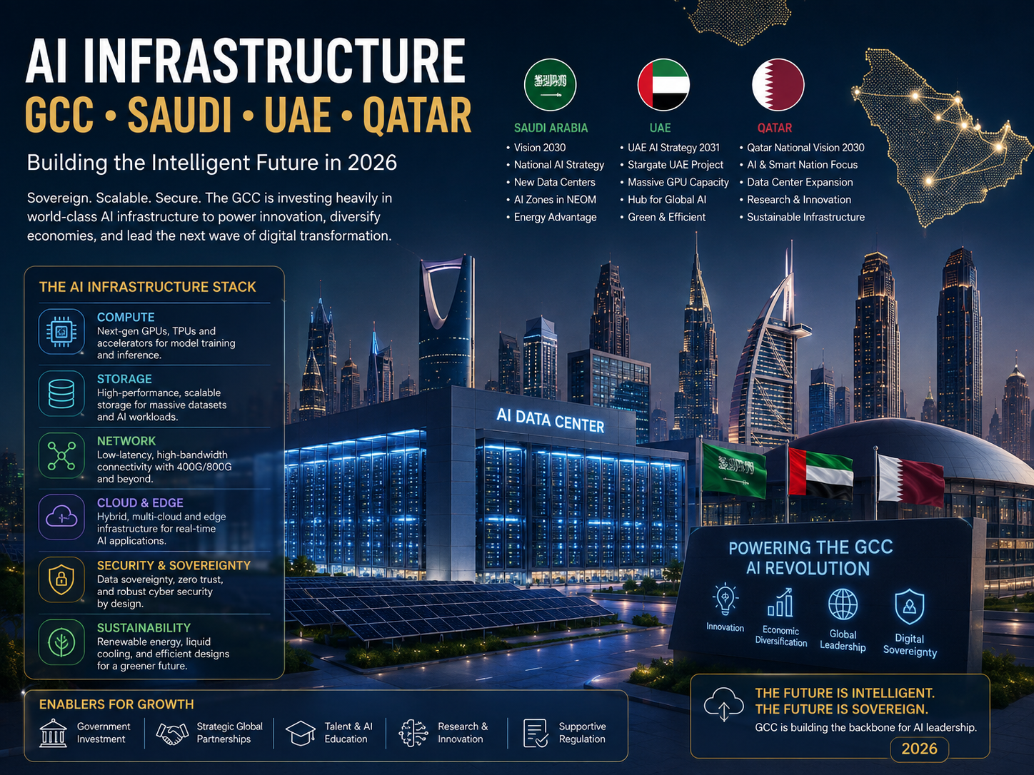 AI infrastructure GCC comparison across Saudi Arabia, UAE and Qatar