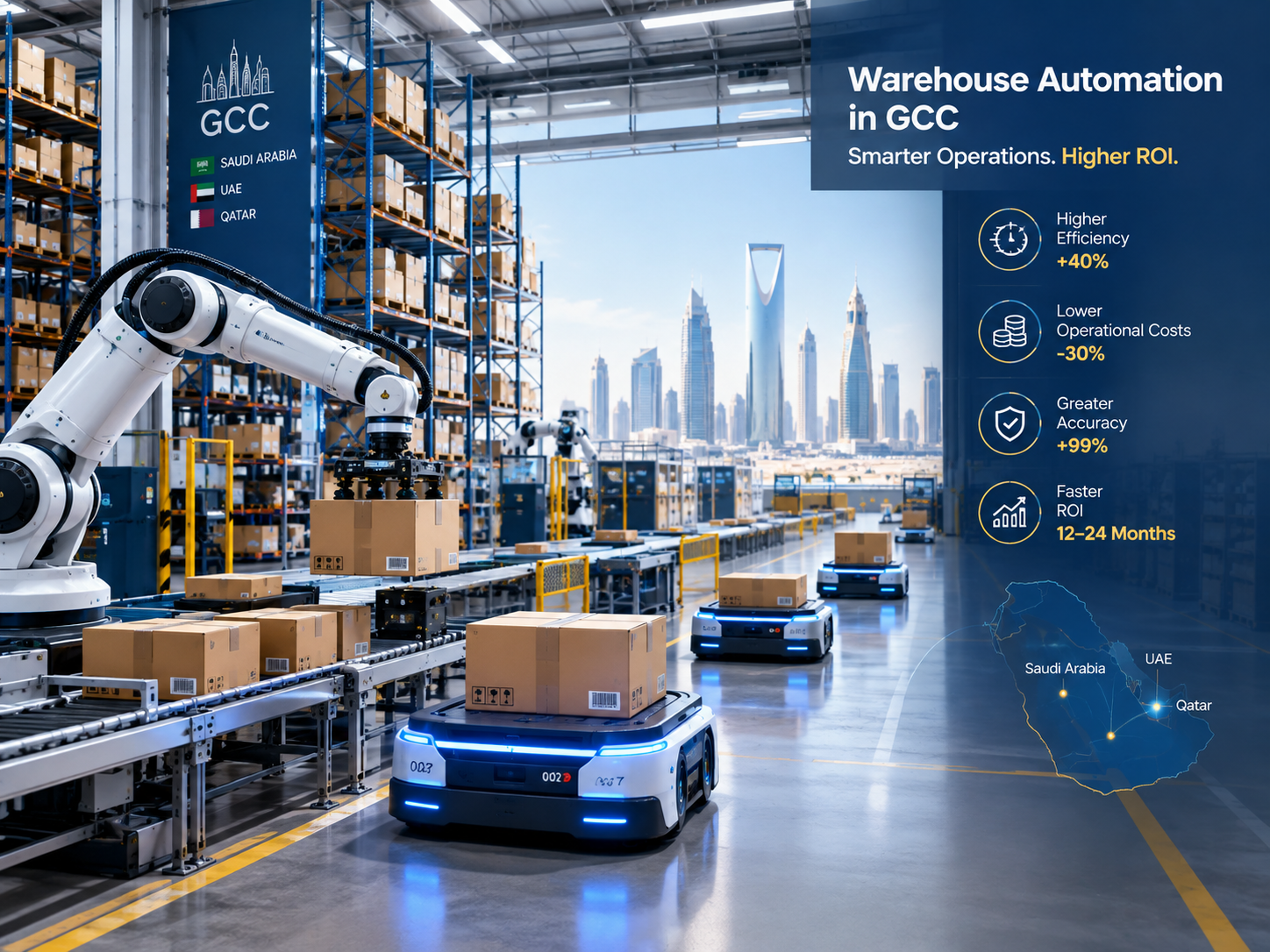 Warehouse automation GCC facility using AI-powered AMRs and robotic picking
