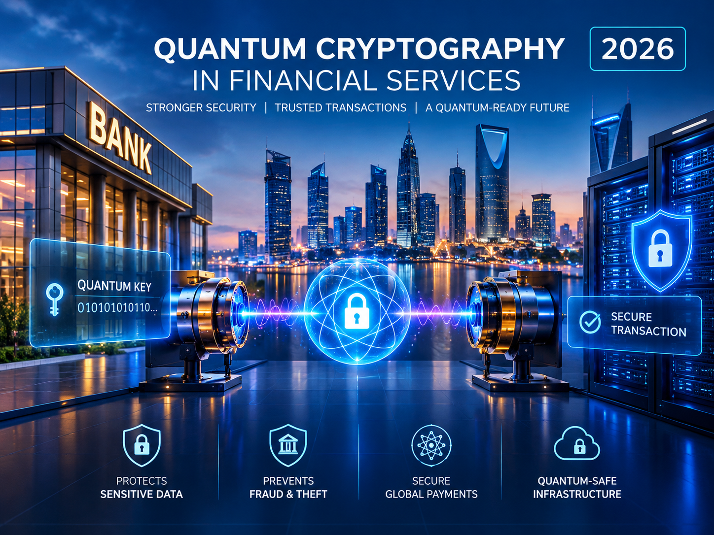 Post-quantum cryptography for financial services protecting global banking systems.