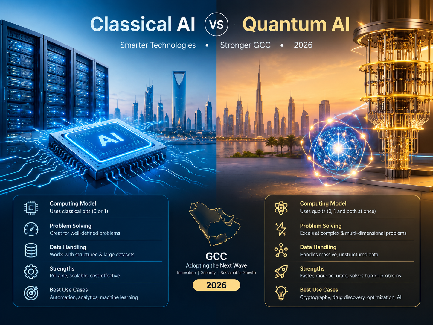Classical AI vs Quantum AI comparison for GCC business investment.