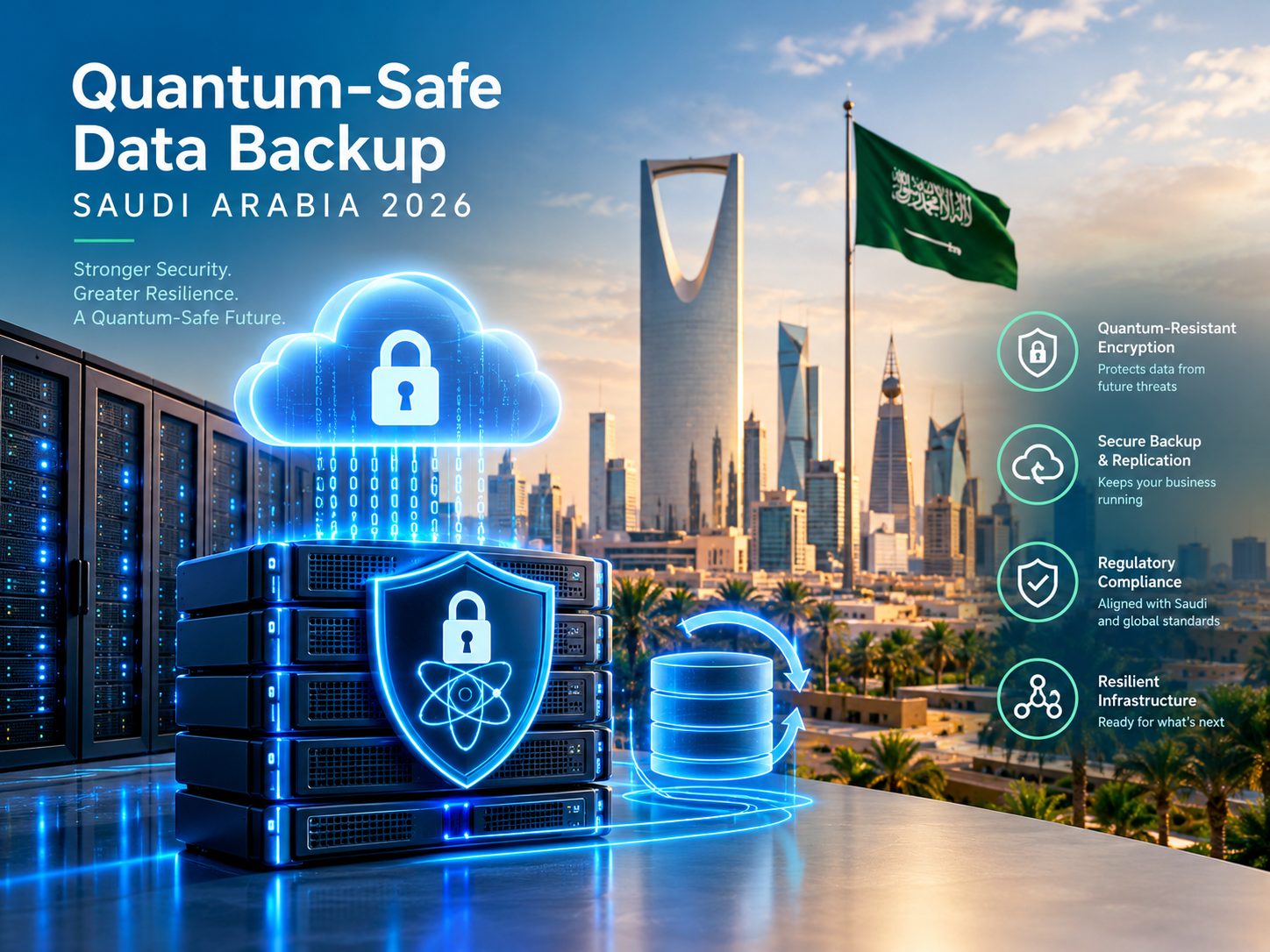 Quantum-Safe Data Backup protecting enterprise information in Saudi Arabia.